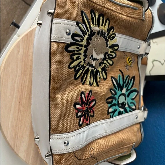 COACH *vintage*Limited Edition Tote Bag & NWT Wallet, bee/flower embroidered - Picture 5 of 17